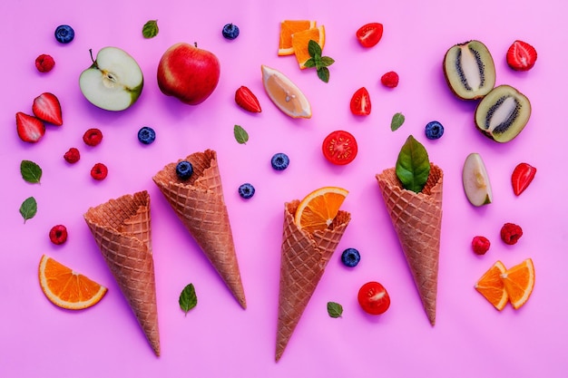 high angle view of fruits