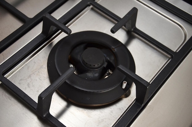 Photo high angle view of gas stove burner