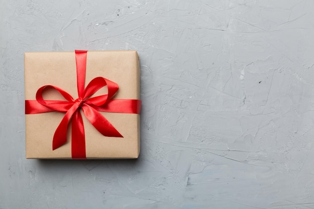 High angle view of gift box on table