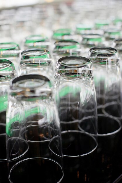 High angle view of glass jar on table