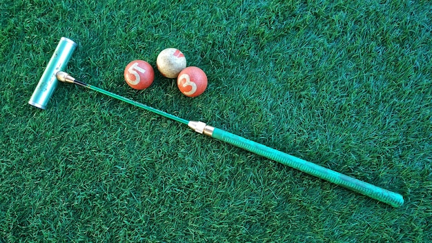 Photo high angle view of golf on grass