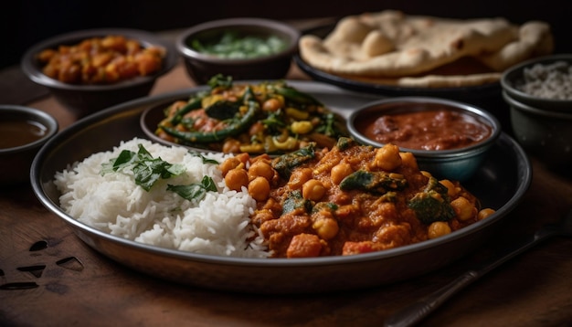 High angle view of gourmet meat curry generated by AI