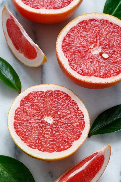 High angle view of grapefruits on table