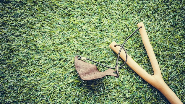 High angle view of grass on field