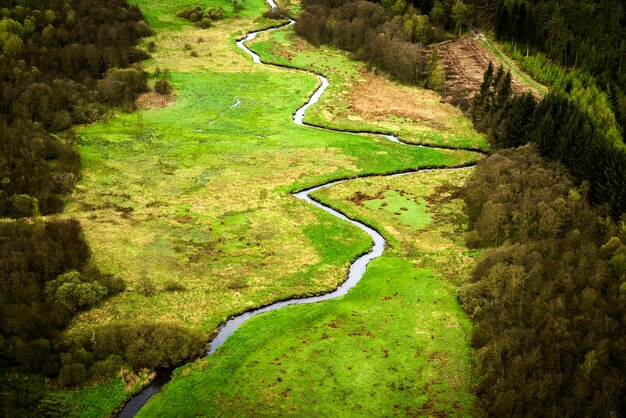 High angle view of green landscape