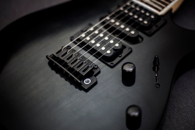 High angle view of guitar on table