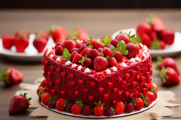 Foto vista ad alto angolo della torta a forma di cuore sul tavolo