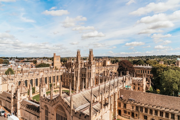 High angle view of High Street of Oxford City, UK