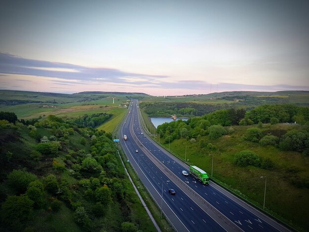 Photo high angle view of highway against sky