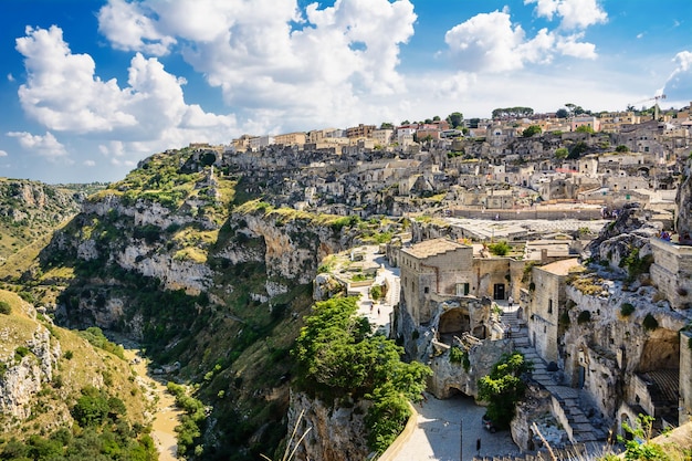 High angle view of historical buildings against cloudy sky