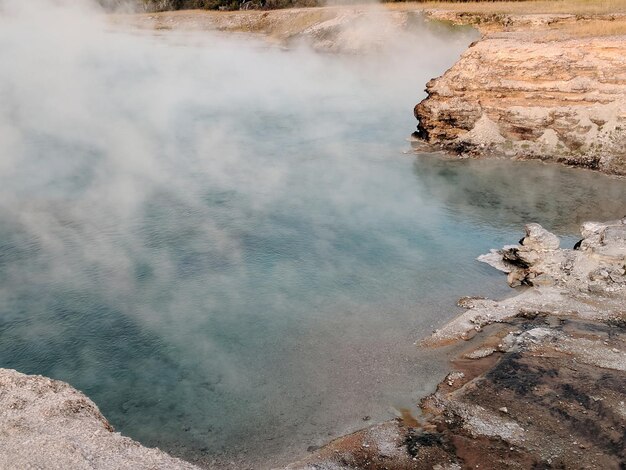 Photo high angle view of hot spring