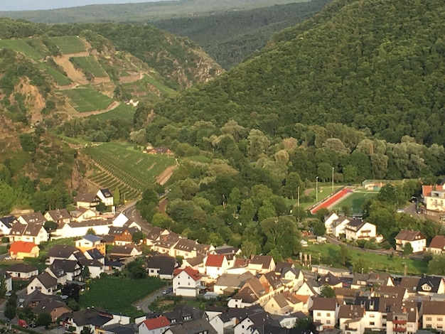 Photo high angle view of houses in town