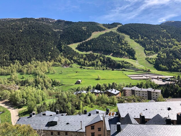 Foto vista ad alto angolo di case e alberi contro il cielo