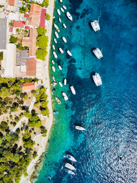 High angle view of hvar shore