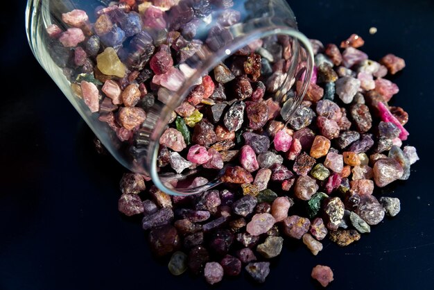 High angle view of ice cream on glass table