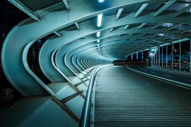 High angle view of illuminated tunnel