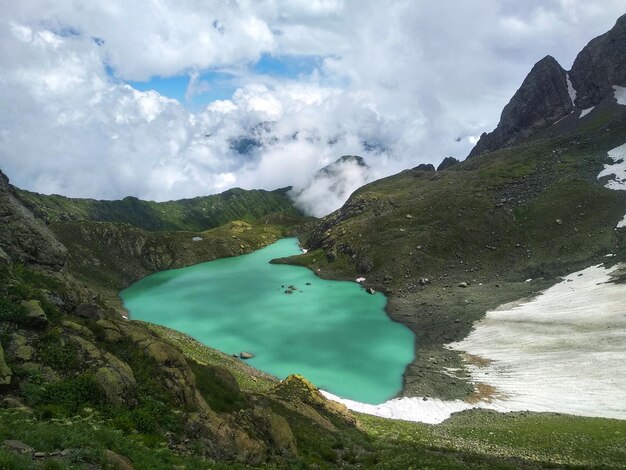 Photo high angle view of lake against sky