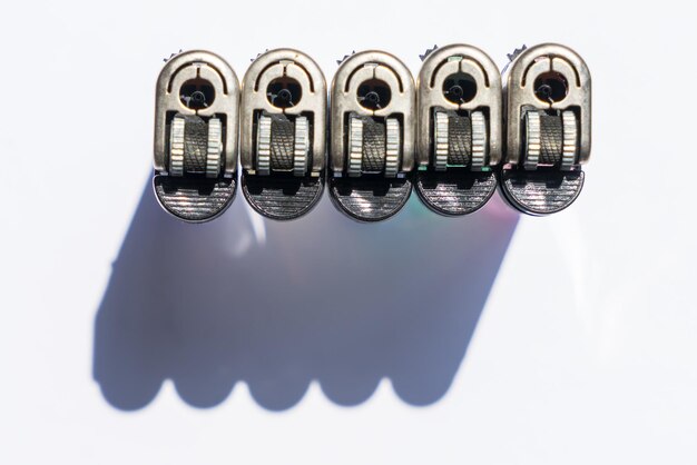 High angle view of lamp on table against white background