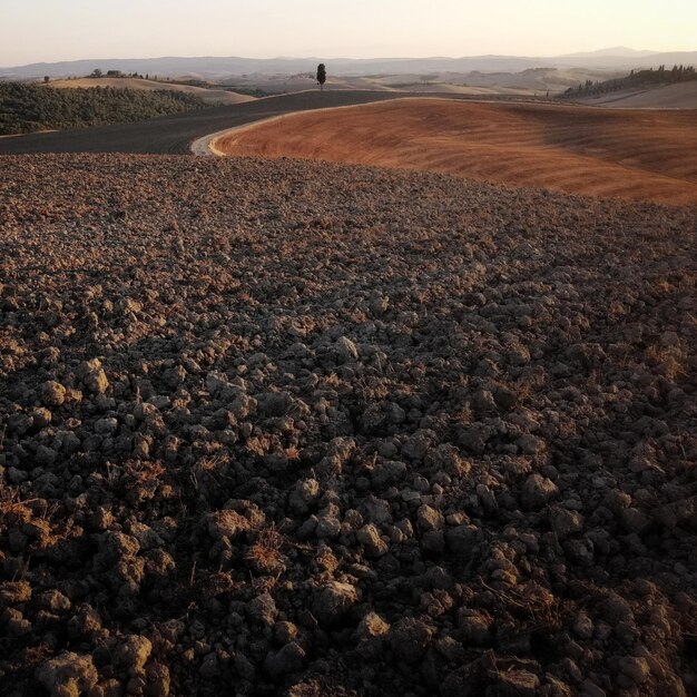 Foto vista ad alto angolo della terra contro il cielo