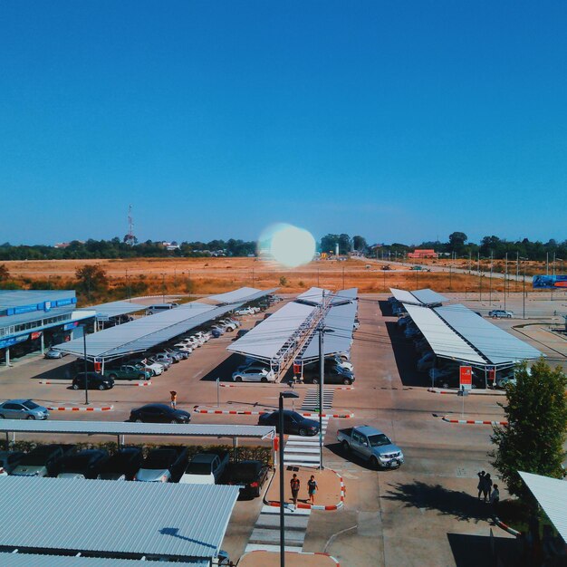 High angle view of landscape against clear sky