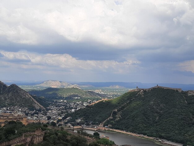 High angle view of landscape against sky