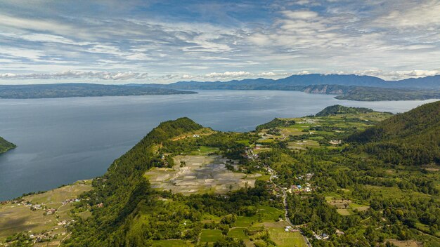 High angle view of landscape against sky