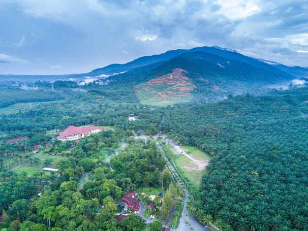 High angle view of landscape against sky