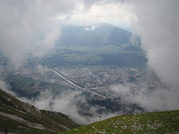 High angle view of landscape against sky