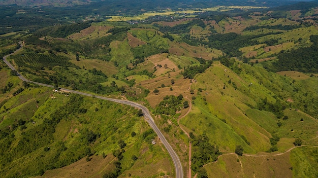 ナーン県タイの風景山の高角度のビュー