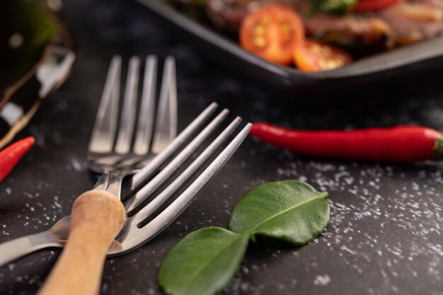 High angle view of leaves in plate on table