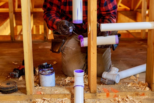 High angle view of man working at workshop