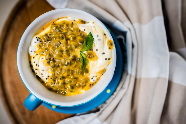 Photo high angle view of meal served in bowl