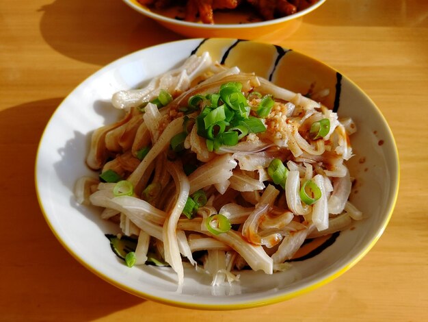 High angle view of meal served in bowl