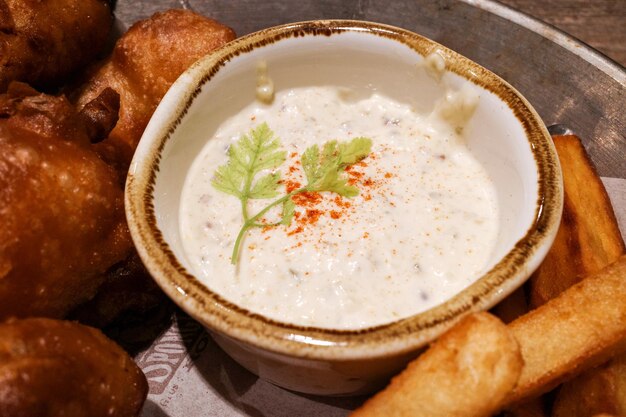 High angle view of meal served in bowl