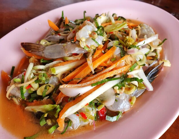 High angle view of meal served in plate