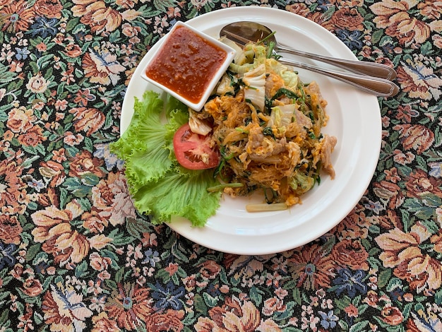 Photo high angle view of meal served in plate