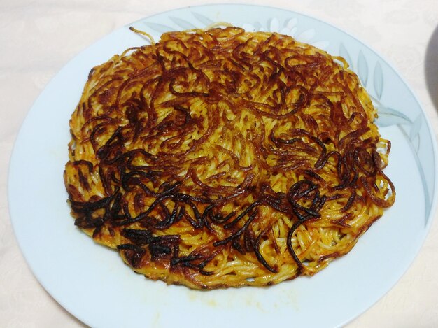 High angle view of meal served in plate