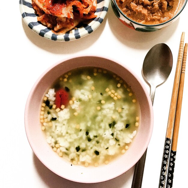 High angle view of meal served in plate