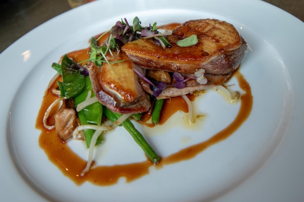 High angle view of meal served in plate