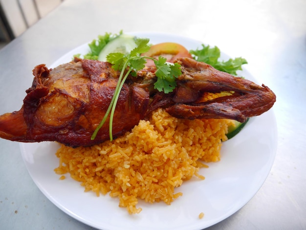 High angle view of meal served in plate