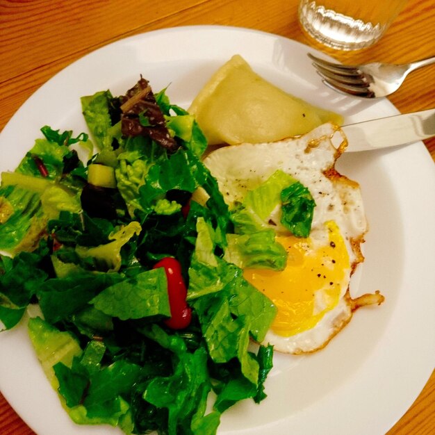 High angle view of meal served in plate