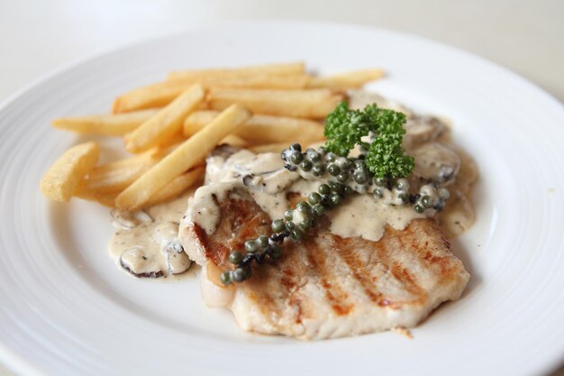 High angle view of meal served in plate