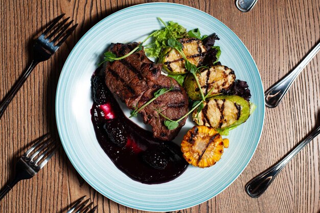 Photo high angle view of meal served in plate