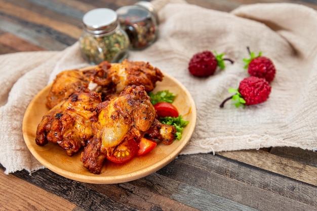 High angle view of meal served on table