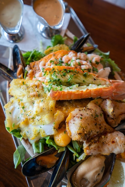 high angle view of meal served on table
