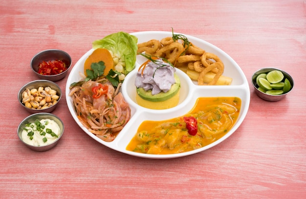 High angle view of meal served on table