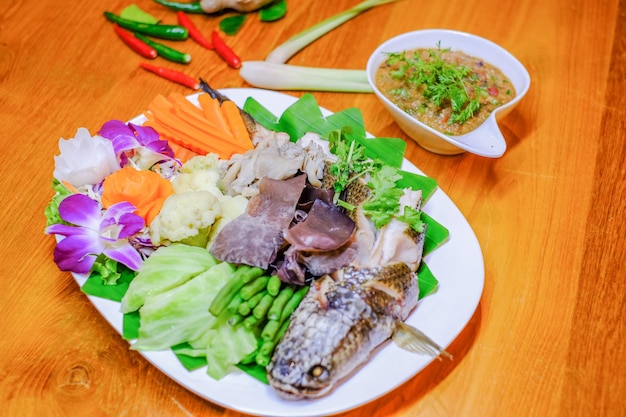 High angle view of meal served on table