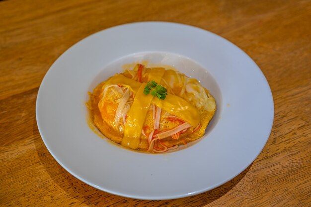 High angle view of meal served on table