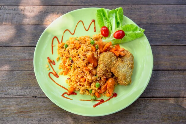 Photo high angle view of meal served on table