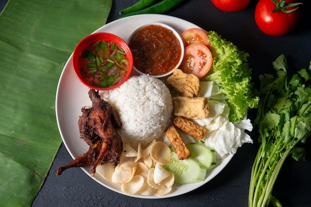 High angle view of meal served on table